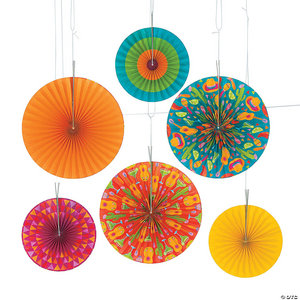HANGING PAPER FANS 10IN AND 14IN - 6 PC.