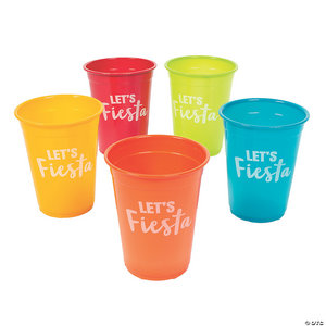 CUPS PLASTIC LETS FIESTA BRIGHT ASSORT COLORS 4.5IN 16OZ 50PCS