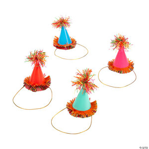 HATS PARTY CONE PAPER FIESTA MINIATURE RED / BLUE  2.5X4IN DZ